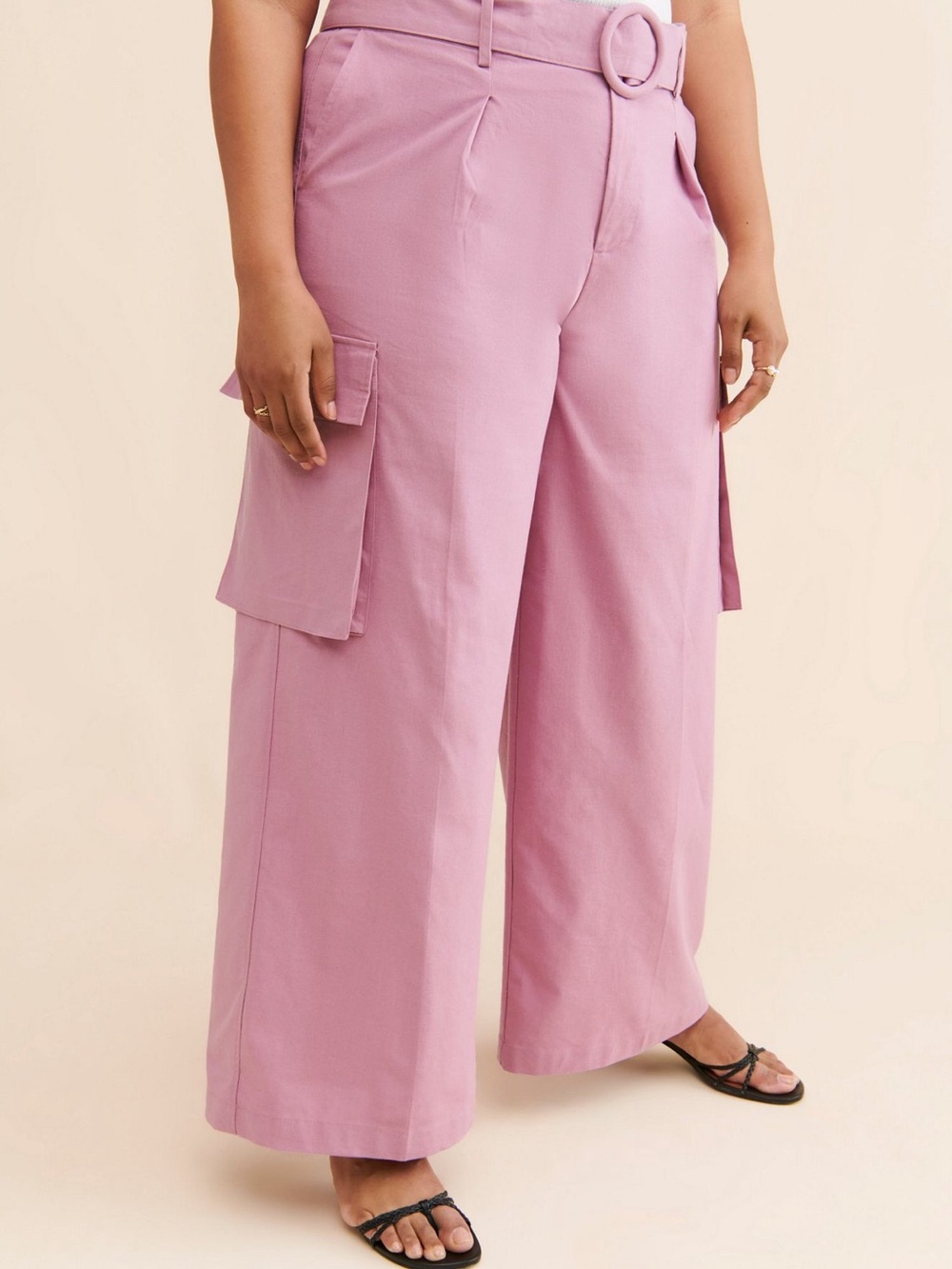 NWT Anthropologie Eloquii Shayna Patch Pocket Mauve High-Waist Wide-Leg Pants - Picture 10 of 11